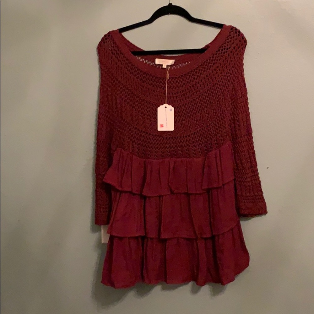 Burgundy layers sweater